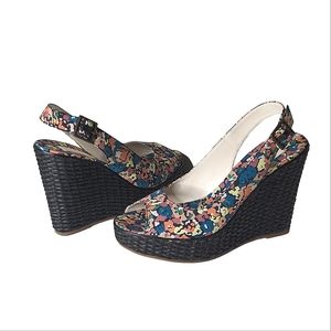 Marc Jacobs Floral Peep-toe Wedges 9